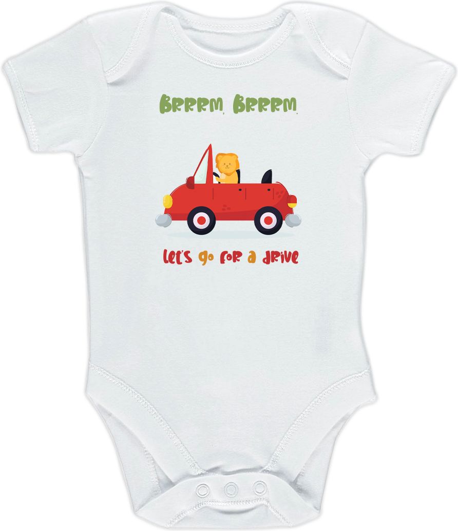 Kojenecké body Ellie Bee, krátký nebo dlouhý rukáv, barva bílá, motiv "Brrrm, brrrm. Let's go for a drive." Velikost: 0 - 3 měsíce (56 - 62cm), Rukáv: dlouhý - obrázek 3