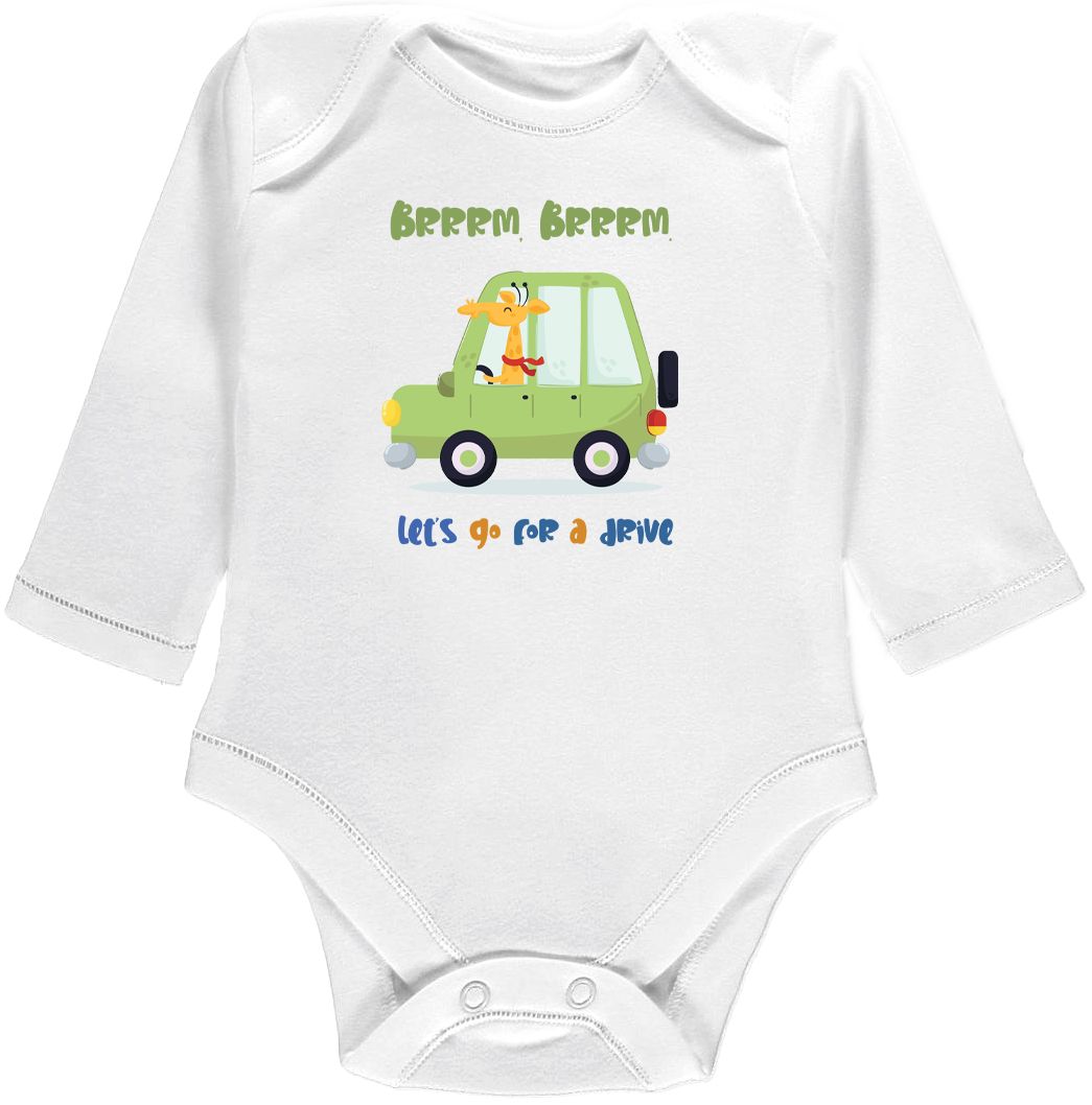 Kojenecké body Ellie Bee, krátký nebo dlouhý rukáv, barva bílá, motiv "Brrrm, brrrm. Let's go for a drive." Velikost: 0 - 3 měsíce (56 - 62cm), Rukáv: krátky - obrázek 3
