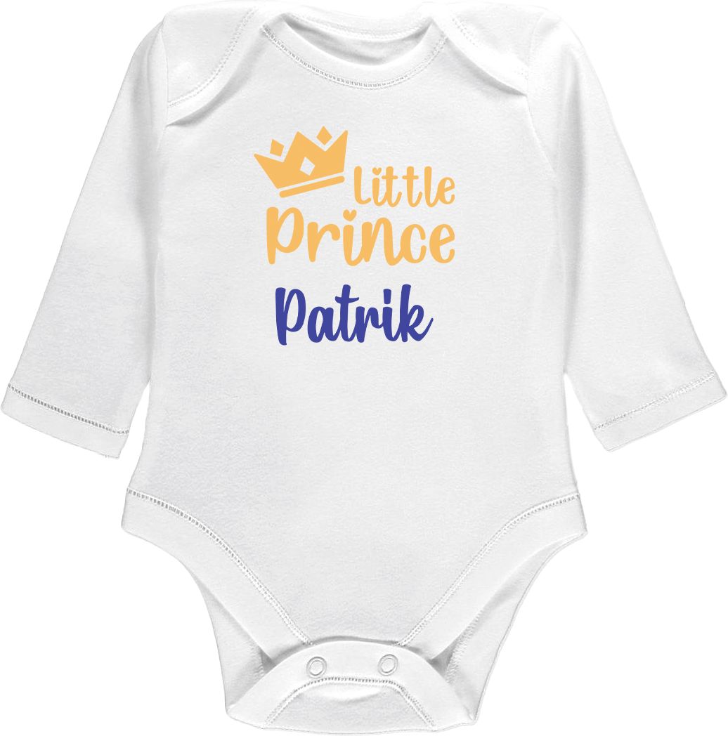 Kojenecké body Ellie Bee, krátký nebo dlouhý rukáv, barva bílá, motiv "Little prince" s jménem dítěte Velikost: 0 - 3 měsíce (56 - 62cm), Rukáv: krátky - obrázek 3