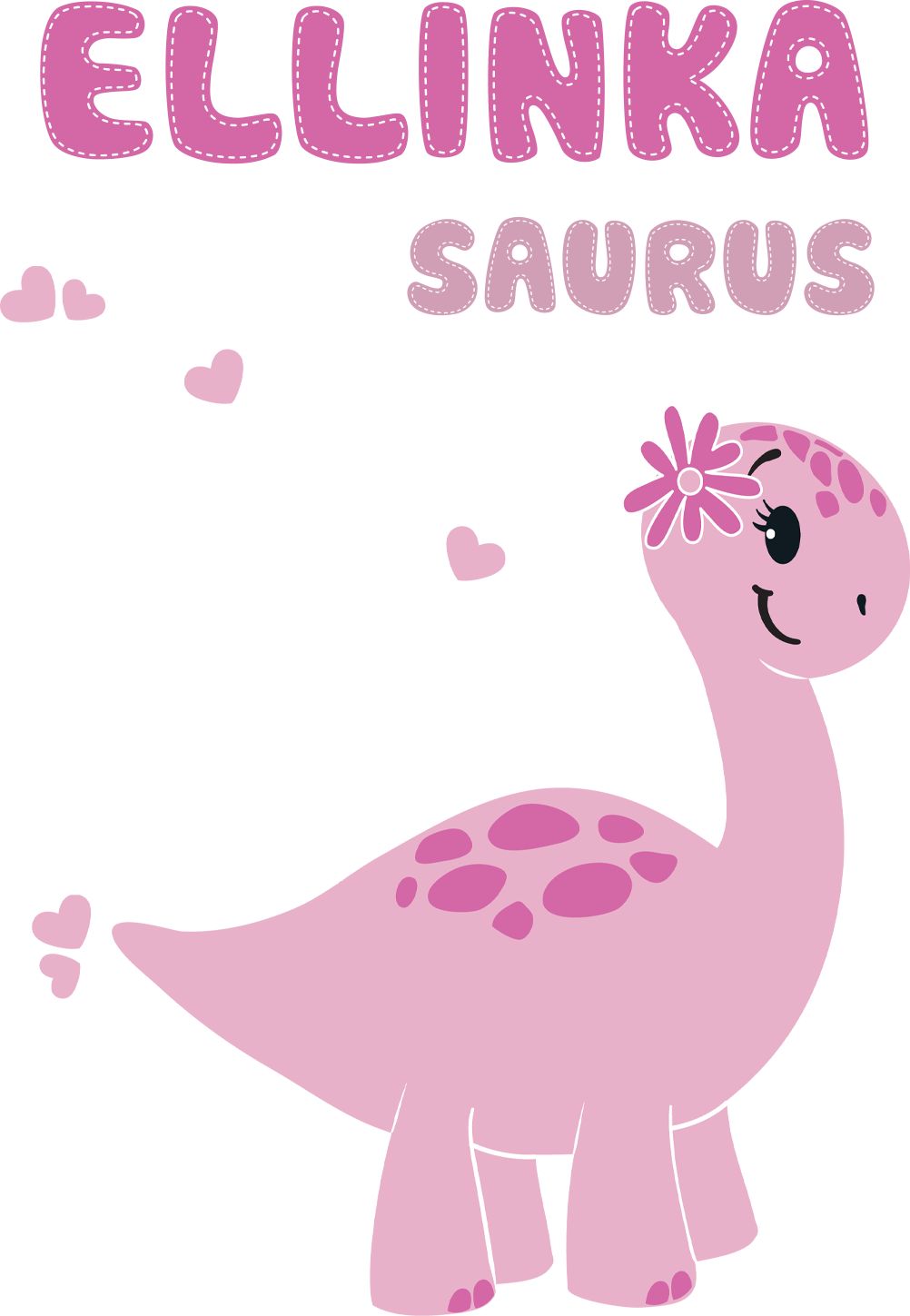 Kojenecké body Ellie Bee, krátký nebo dlouhý rukáv, barva bílá, motiv "Ellinka saurus" s jménem dítěte Velikost: 0 - 3 měsíce (56 - 62cm), Rukáv: dlouhý - obrázek 2