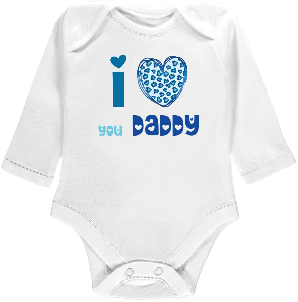 Kojenecké body Ellie Bee, krátký nebo dlouhý rukáv, barva bílá, motiv "I love you daddy" Velikost: 0 - 3 měsíce (56 - 62cm), Rukáv: krátky - obrázek 3