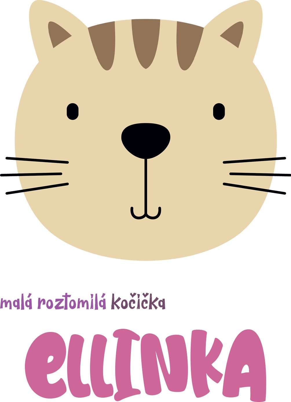 Kojenecké body Ellie Bee, krátký nebo dlouhý rukáv, barva bílá, motiv "Malá roztomilá kočička Ellinka" se jménem dítěte Velikost: 0 - 3 měsíce (56 - 62cm), Rukáv: krátky - obrázek 2