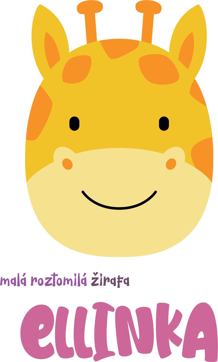 Kojenecké body Ellie Bee, krátký nebo dlouhý rukáv, barva bílá, motiv "Malá roztomilá žirafa Ellinka" se jménem dítěte Velikost: 0 - 3 měsíce (56 - 62cm), Rukáv: dlouhý - obrázek 2
