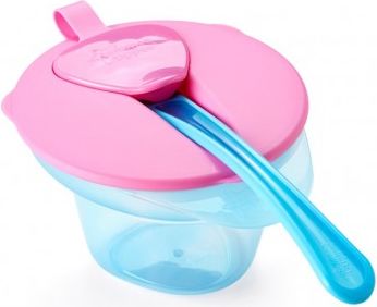 Dětská miska s trojúhelníkovým dnem a lžičkou Tomme Tippee růžová, Růžová - obrázek 1