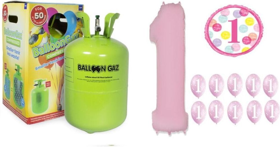 Helium sada 1.NAROZENINY VELKÁ OSLAVA HOLKY + 10 ks latexových a 2 ks fóliových balónků - obrázek 1