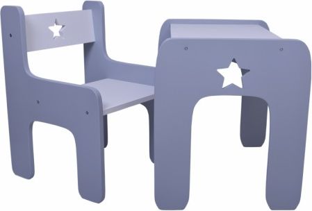Sada nábytku STAR - Stůl + židle - šedá s bílou - obrázek 1