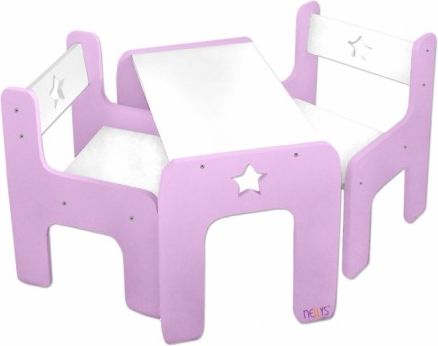 Sada nábytku Star - Stůl + 2 x židle - růžová s bílou - obrázek 1