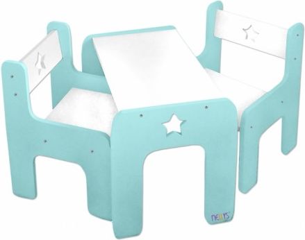 Sada nábytku Star - Stůl + 2 x židle - mátová s bílou - obrázek 1