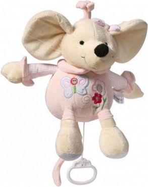 Plyšová hračka s hracím strojkem Baby Ono Myška růžová 31cm, Růžová - obrázek 1