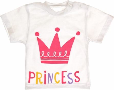 Bavlněné tričko - Princess korunka - bílé - obrázek 1