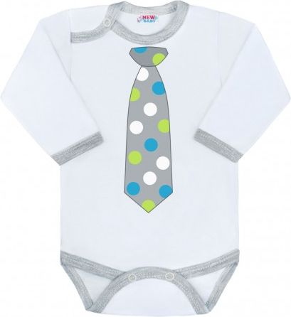 Body s potiskem New Baby s kravatou s puntíky, Šedá, 56 (0-3m) - obrázek 1