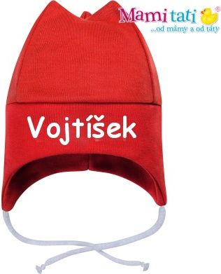 Čepička s jménem na zavazování - červená - obrázek 1