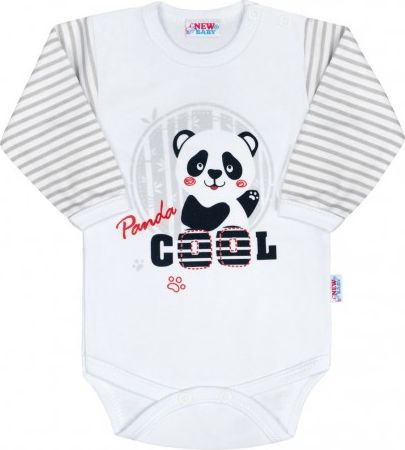 Kojenecké body s dlouhým rukávem New Baby Panda, Šedá, 86 (12-18m) - obrázek 1