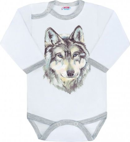 Body s potiskem New Baby Wolf, Šedá, 80 (9-12m) - obrázek 1