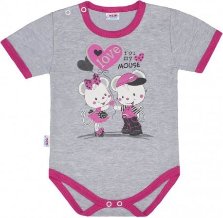 Dětské body s krátkým rukávem New Baby Love Mouse, Růžová, 74 (6-9m) - obrázek 1