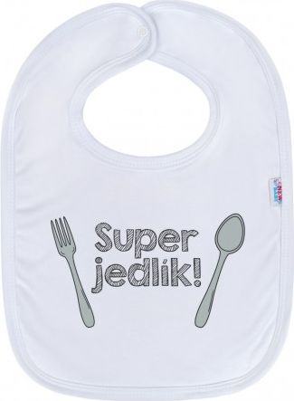 Kojenecký bavlněný bryndák New Baby Super jedlík!, Bílá - obrázek 1