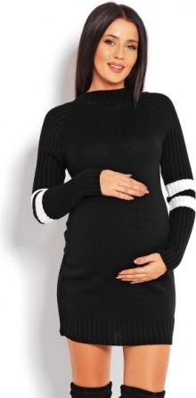 Těhotenský svetřík/tunika se stojáčkem - černá - obrázek 1