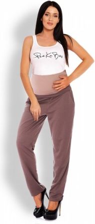 Těhotenské kalhoty/tepláky s vysokým pásem - cappuccino, Velikosti těh. moda L/XL - obrázek 1