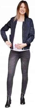 Těhotenské kalhoty JEANS s pružným pásem Angie - Černé - obrázek 1