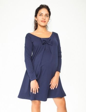 Elegantní těhotenské šaty, áčkový střih, dlouhý rukáv - granátové, Velikosti těh. moda XL (42) - obrázek 1
