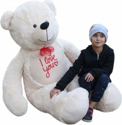 Plyšový medvěd 180cm - bílý - I love you - obrázek 1