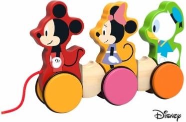 Dřevěná hračka Disney tahací, Miceky, Minnie a Kačer Donald - obrázek 1
