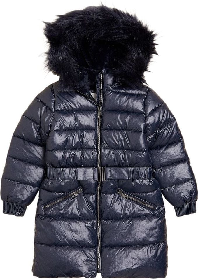 Marks & Spencer Metalická zateplená bunda s kapucí a technologií Stormwear™ (2-16 let) námořní modrá 7-8 let - obrázek 1
