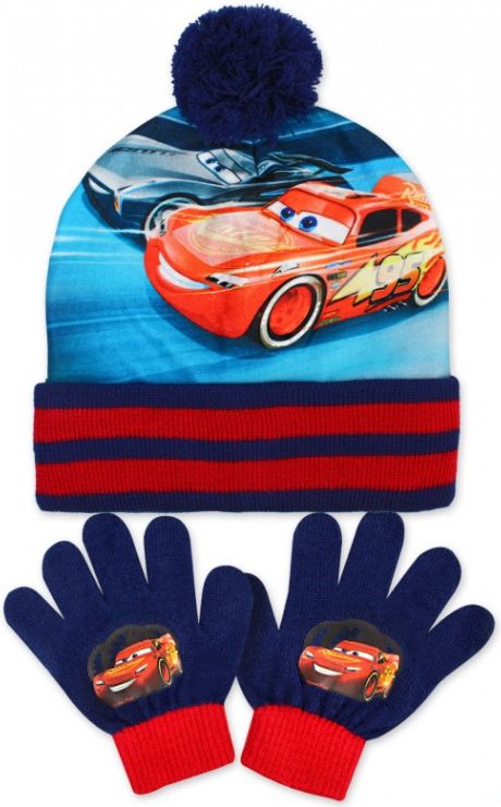 Setino - Chlapecká / dětská čepice a prstové rukavice s bleskem McQueen - Auta / Cars - obrázek 1