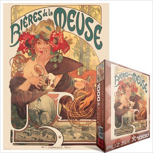 Puzzle EuroGraphics Mucha Bieres de la Meuse 1000 - obrázek 1