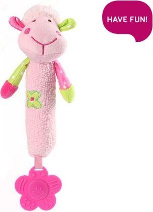 Plyšová hračka s pískátkem a kousátkem Sweet Lambie - růžová - obrázek 1