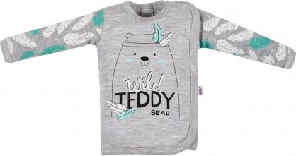 Kojenecká bavlněná košilka New Baby Wild Teddy, Šedá, 62 (3-6m) - obrázek 1