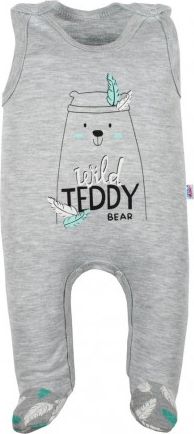 Kojenecké bavlněné dupačky New Baby Wild Teddy, Šedá, 56 (0-3m) - obrázek 1