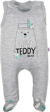 Kojenecké bavlněné dupačky New Baby Wild Teddy, Šedá, 62 (3-6m) - obrázek 1