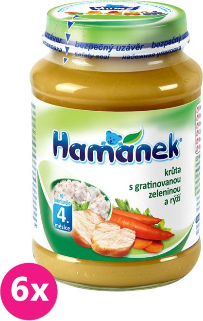 6x HAMÁNEK Krůta s gratinovanou zeleninou a rýží (190 g) - maso-zeleninový příkrm - obrázek 1