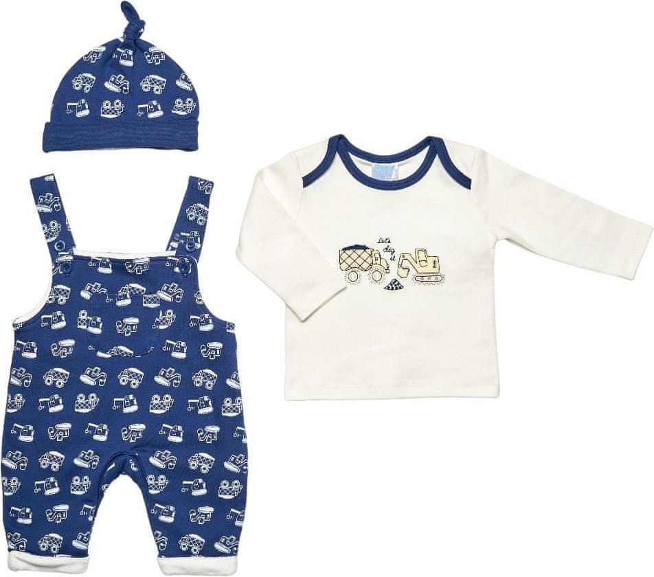 Just Too Cute chlapecký kojenecký set tričko, laclové kalhoty a čepice W0606 62 tmavě modrá - obrázek 1