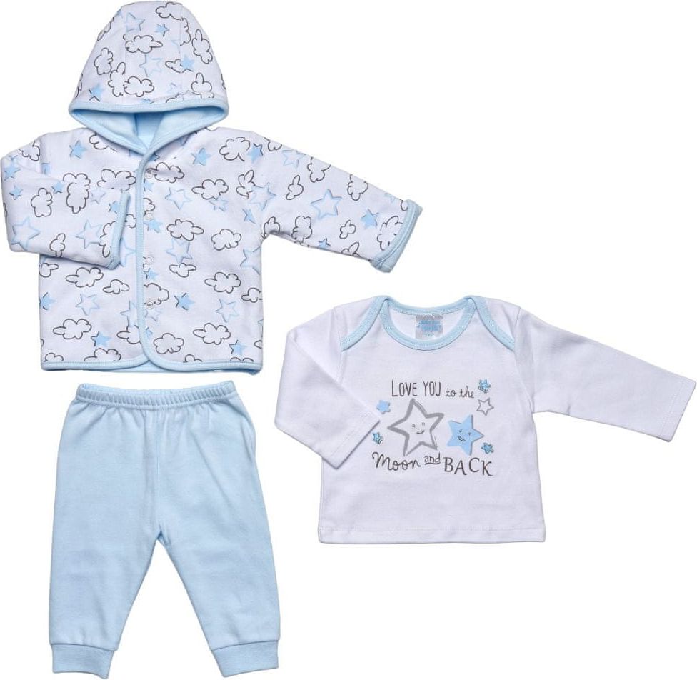 Just Too Cute chlapecký kojenecký set tričko, tepláčky a kabátek - hvězdičky W0610_1 62 modrá - obrázek 1