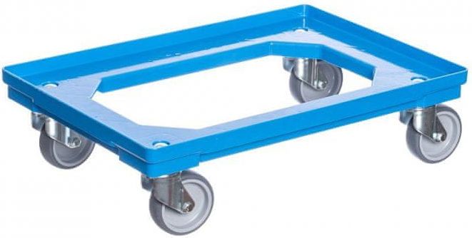 Max Vozík pod přepravky 4 otočná gumové kolečka 100 mm modrý - obrázek 1