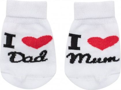 Kojenecké bavlněné ponožky New Baby I Love Mum and Dad bílé, Bílá, 56 (0-3m) - obrázek 1
