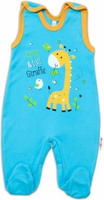 Baby Nellys bavlněné dupačky Giraffe, tyrkysové, Velikost koj. oblečení 50 (0-1m) - obrázek 1