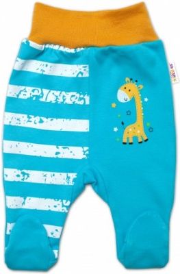 Baby Nellys Bavlněné kojenecké polodupačky, Giraffe, tyrkysové, Velikost koj. oblečení 50 (0-1m) - obrázek 1