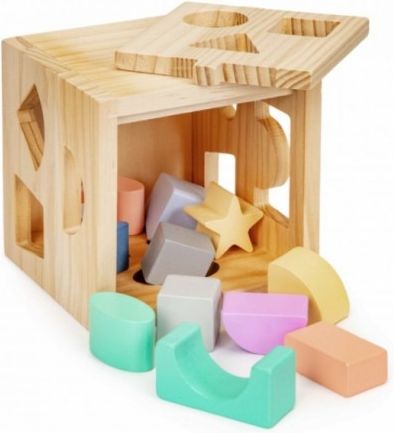 Eco Toys Dřevěná edukační kostka, vkládačka - obrázek 1
