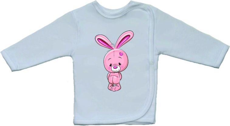 Bavlněná dětská košilka s potiskem Gama větší roztomilý růžový zajíček velikost 52 - obrázek 1
